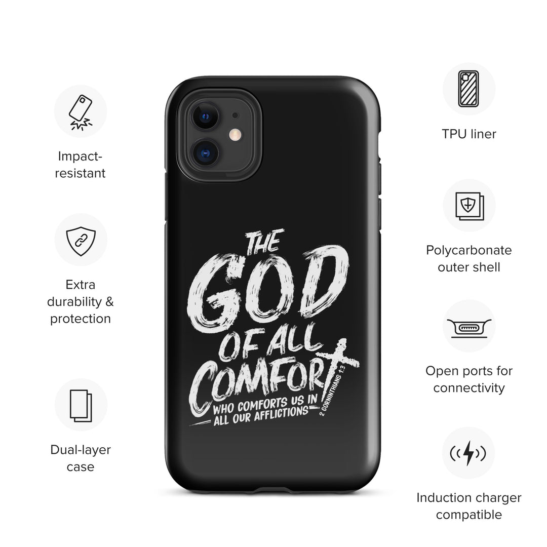 Christian Phone Case God of All Comfort Black for iPhone® iPhone® Phone Cases   