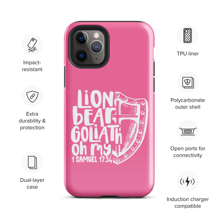 Christian Phone Case Lion Bear Goliath Oh My Pink for iPhone® iPhone® Phone Cases   