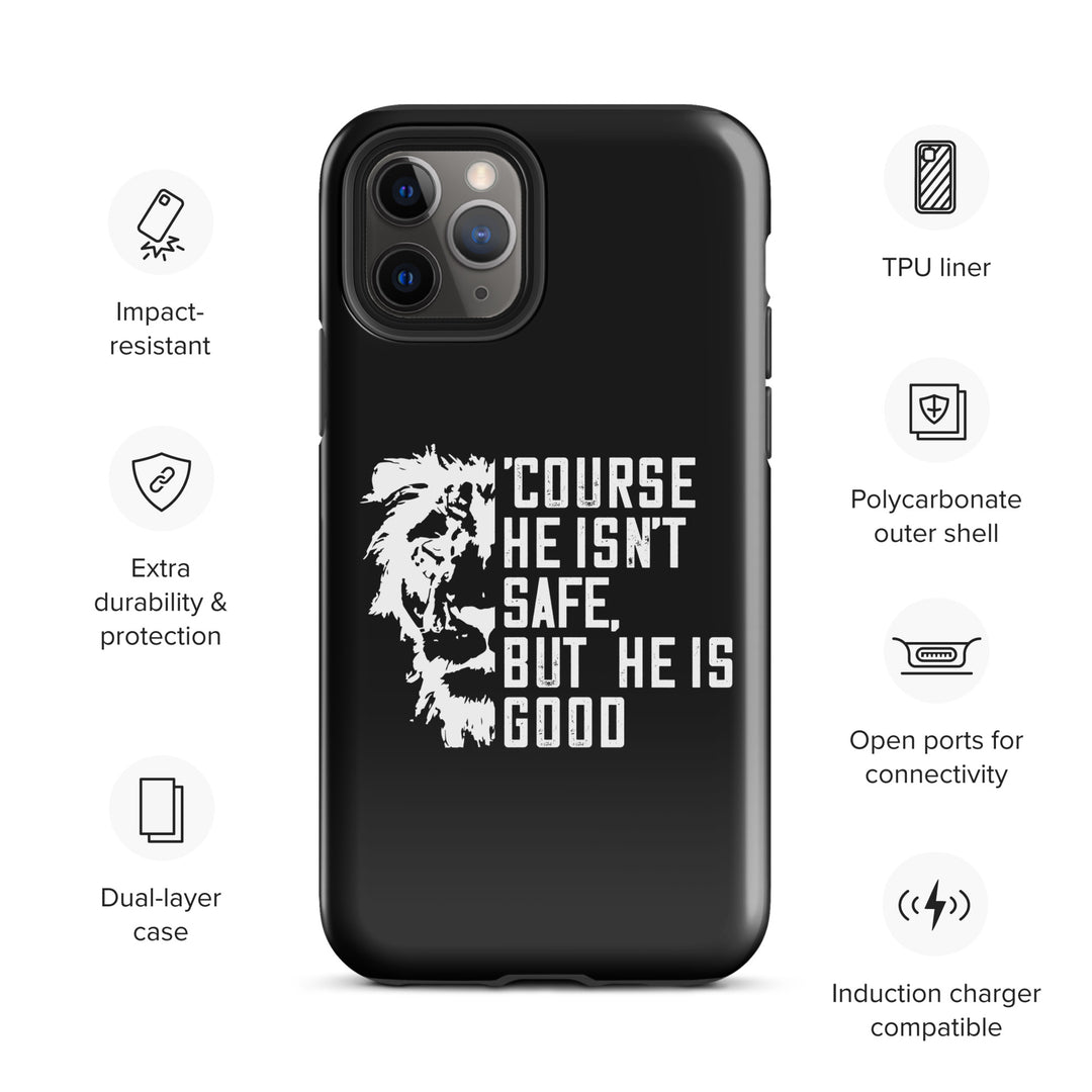 Christian Phone Case for iPhone® 'Course He Isn't Safe Black iPhone® Phone Cases   