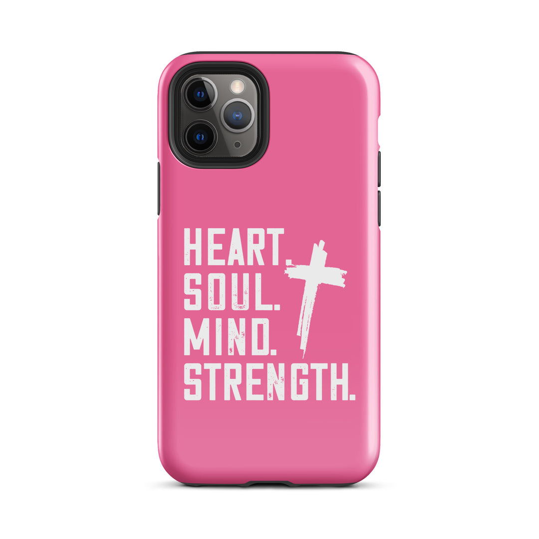 Christian Phone Case Heart Soul Mind Strength Pink for iPhone® iPhone® Phone Cases Glossy iPhone 11 Pro 