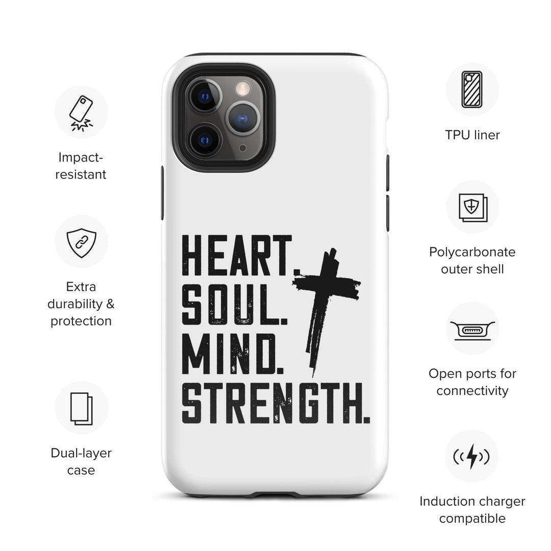 Christian Phone Case Heart Soul Mind Strength White for iPhone® iPhone® Phone Cases   