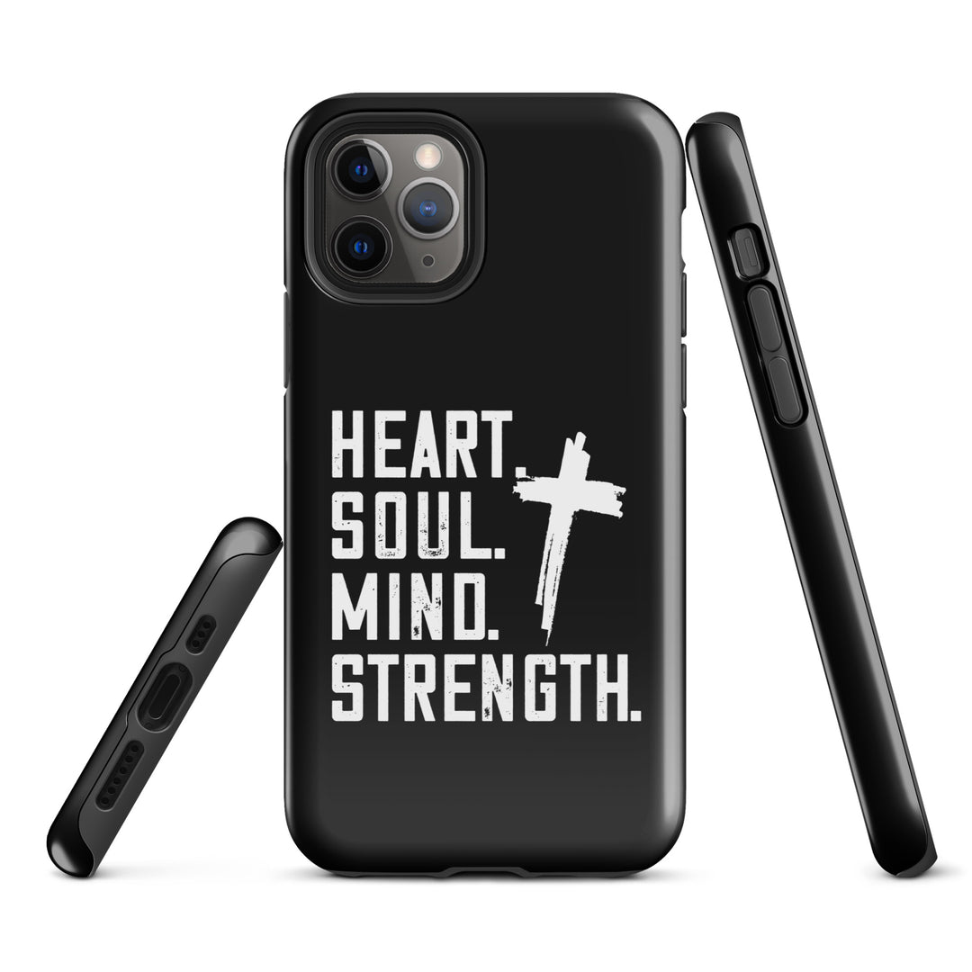 Christian Phone Case Heart Soul Mind Strength Black for iPhone® iPhone® Phone Cases   