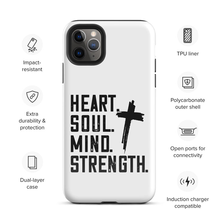 Christian Phone Case Heart Soul Mind Strength White for iPhone® iPhone® Phone Cases   