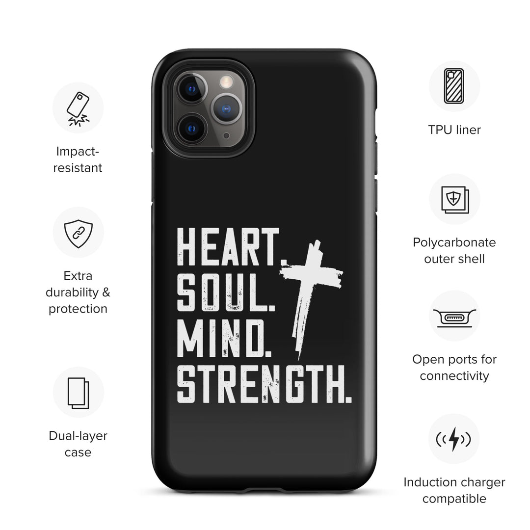 Christian Phone Case Heart Soul Mind Strength Black for iPhone® iPhone® Phone Cases   