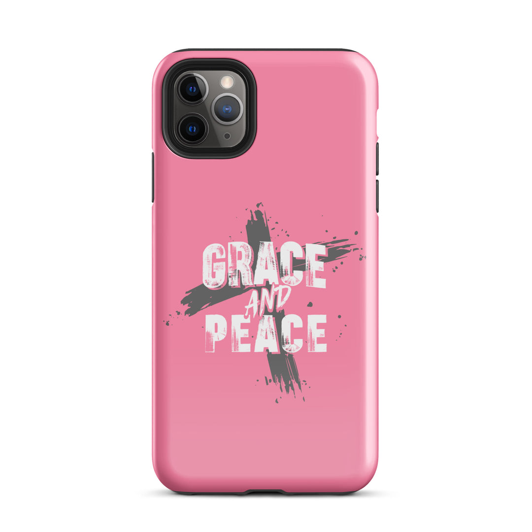 Christian Phone Case Grace and Peace Cross Pink for iPhone® iPhone® Phone Cases Glossy iPhone 11 Pro Max 