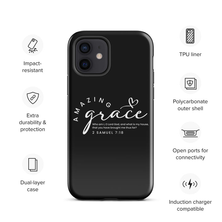 Christian Phone Case Amazing Grace Heart Black for iPhone® iPhone® Phone Cases   