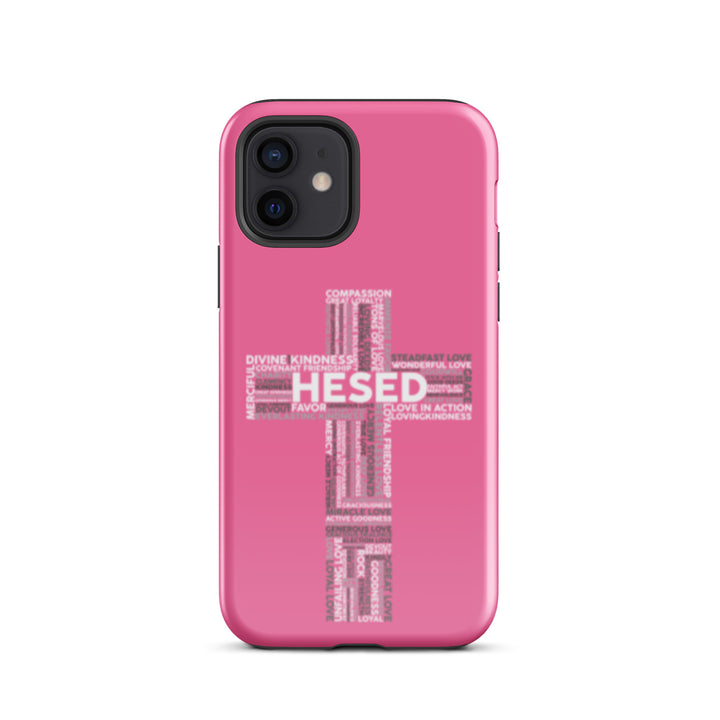 Christian Phone Case Hesed Cross Pink for iPhone® iPhone® Phone Cases Glossy iPhone 12 