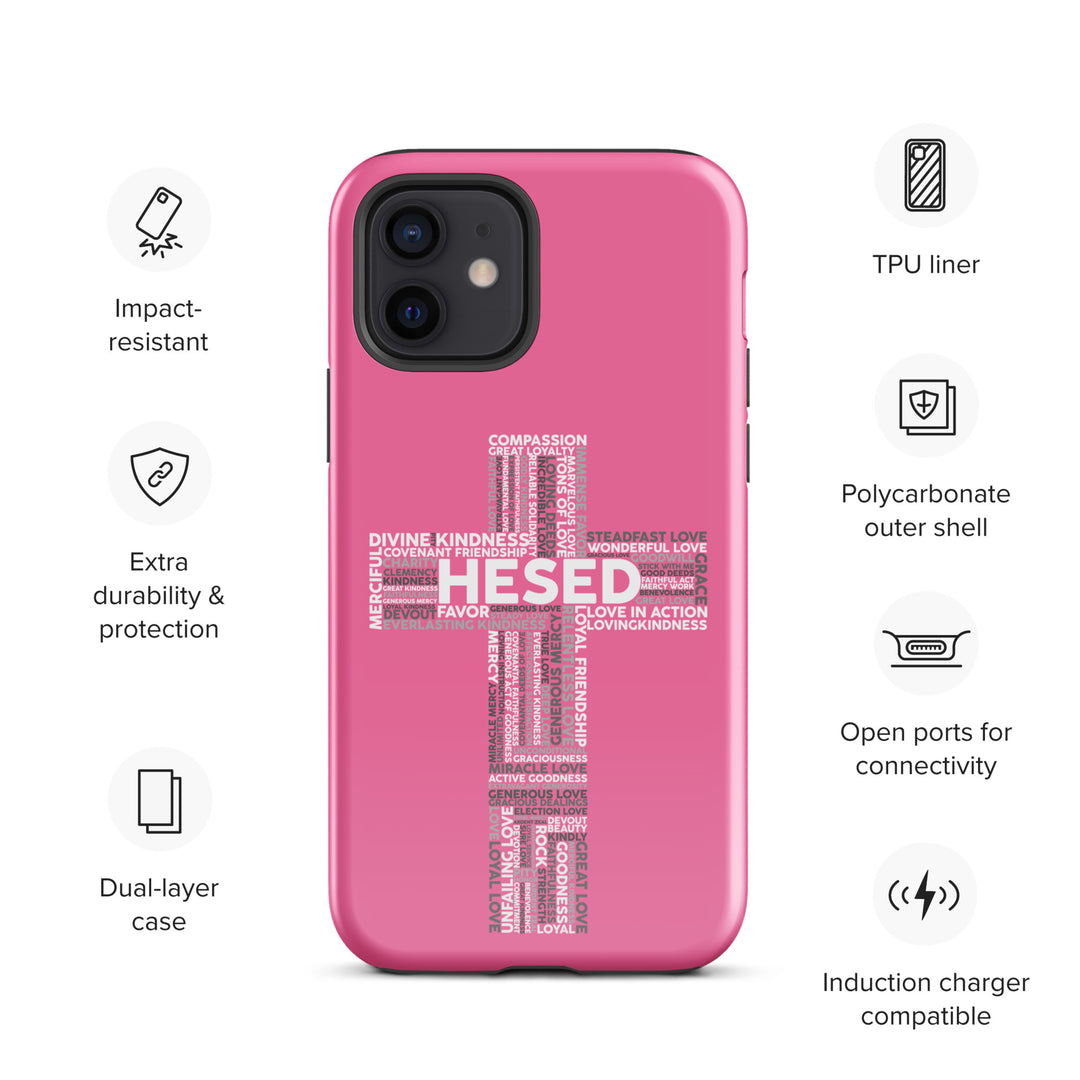 Christian Phone Case Hesed Cross Pink for iPhone® iPhone® Phone Cases   