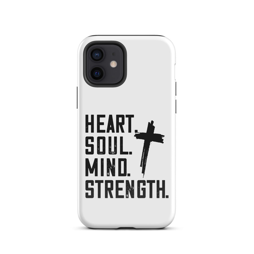 Christian Phone Case Heart Soul Mind Strength White for iPhone® iPhone® Phone Cases Glossy iPhone 12 