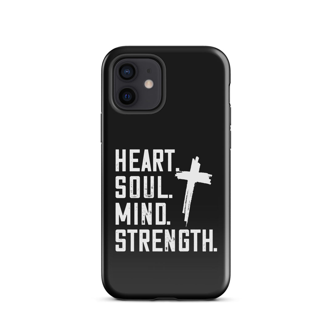 Christian Phone Case Heart Soul Mind Strength Black for iPhone® iPhone® Phone Cases Glossy iPhone 12 