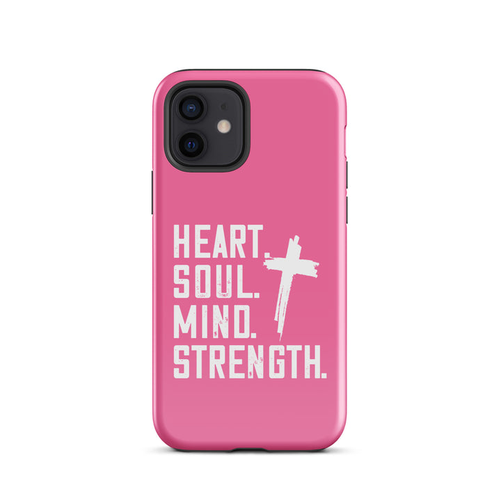 Christian Phone Case Heart Soul Mind Strength Pink for iPhone® iPhone® Phone Cases Glossy iPhone 12 