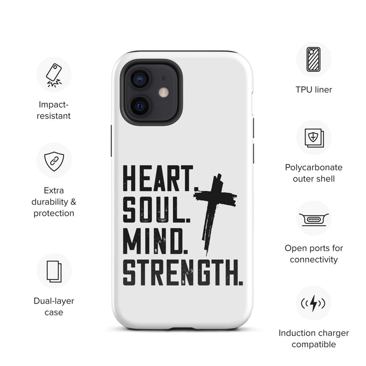 Christian Phone Case Heart Soul Mind Strength White for iPhone® iPhone® Phone Cases   