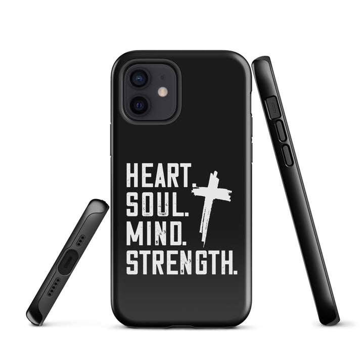 Christian Phone Case Heart Soul Mind Strength Black for iPhone® iPhone® Phone Cases   