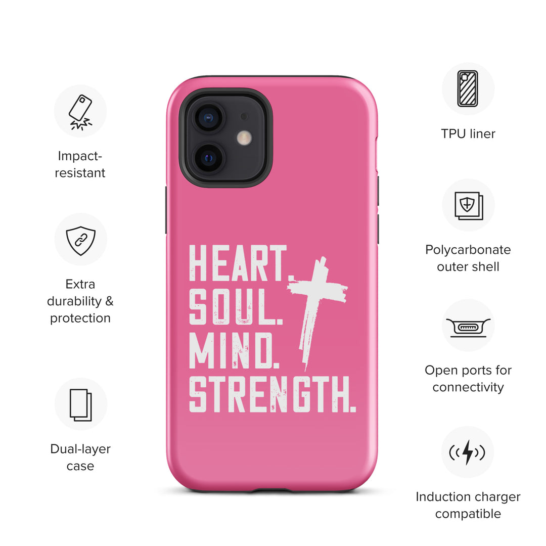 Christian Phone Case Heart Soul Mind Strength Pink for iPhone® iPhone® Phone Cases   