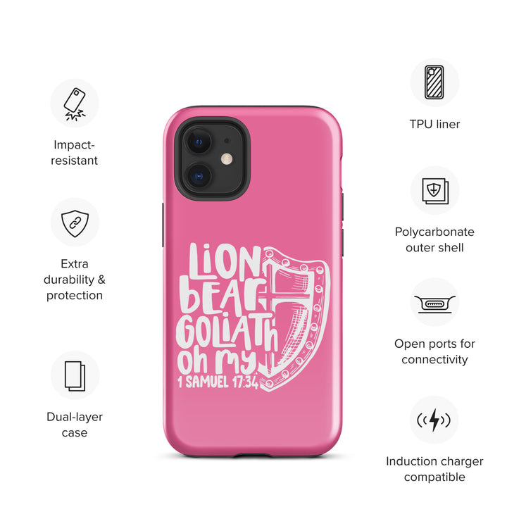 Christian Phone Case Lion Bear Goliath Oh My Pink for iPhone® iPhone® Phone Cases   