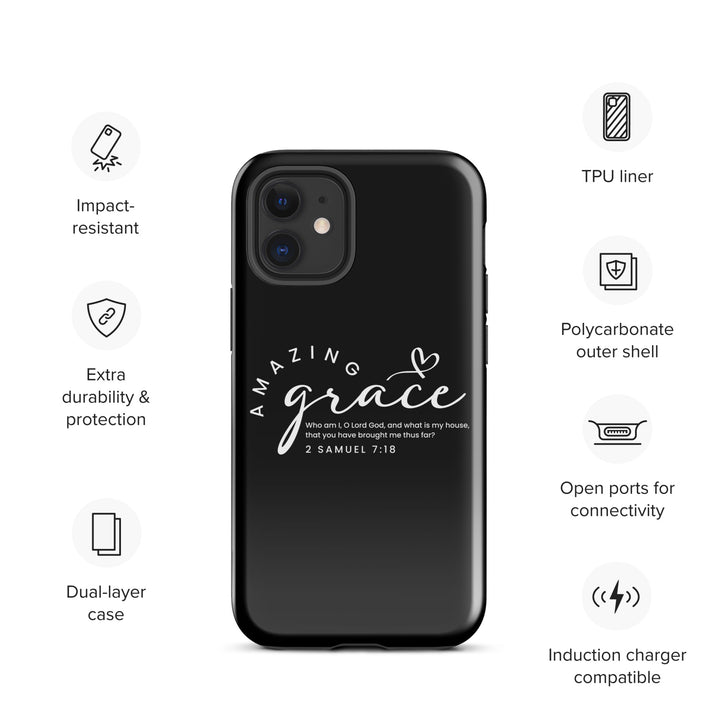 Christian Phone Case Amazing Grace Heart Black for iPhone® iPhone® Phone Cases   