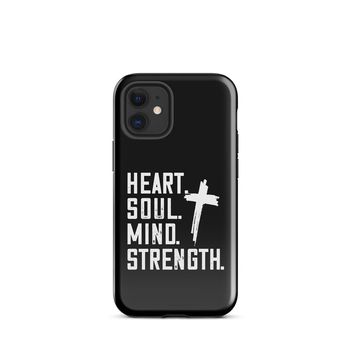 Christian Phone Case Heart Soul Mind Strength Black for iPhone® iPhone® Phone Cases Glossy iPhone 12 mini 