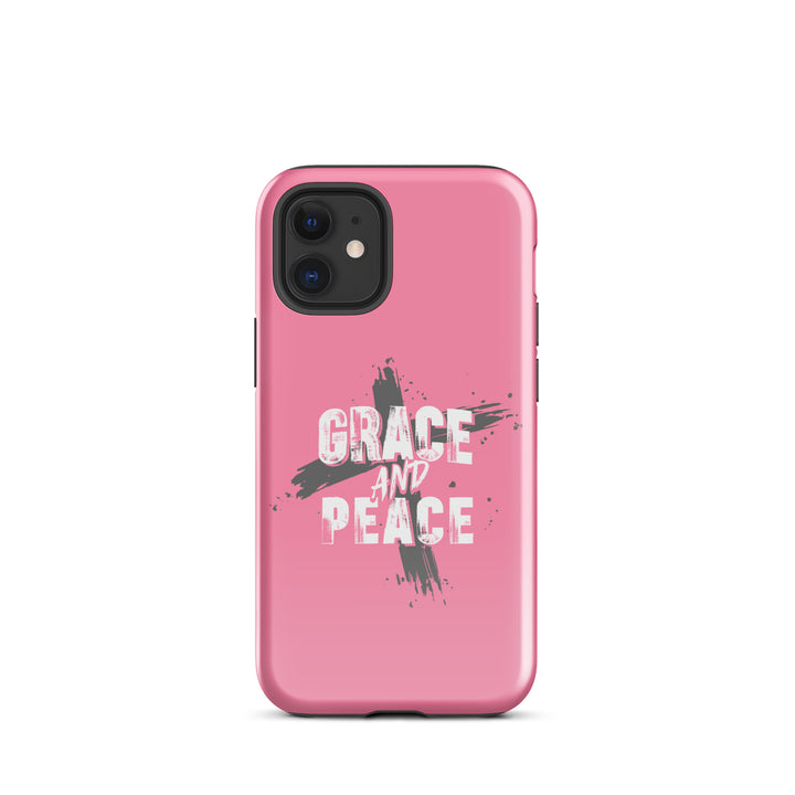 Christian Phone Case Grace and Peace Cross Pink for iPhone® iPhone® Phone Cases Glossy iPhone 12 mini 