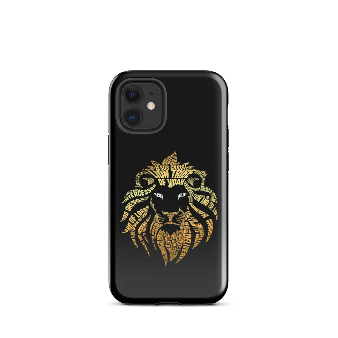 Christian Phone Case Lion Word Cloud Black for iPhone® iPhone® Phone Cases Glossy iPhone 12 mini 