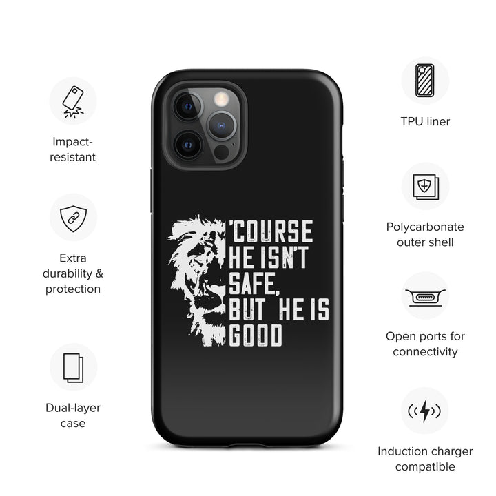 Christian Phone Case for iPhone® 'Course He Isn't Safe Black iPhone® Phone Cases   