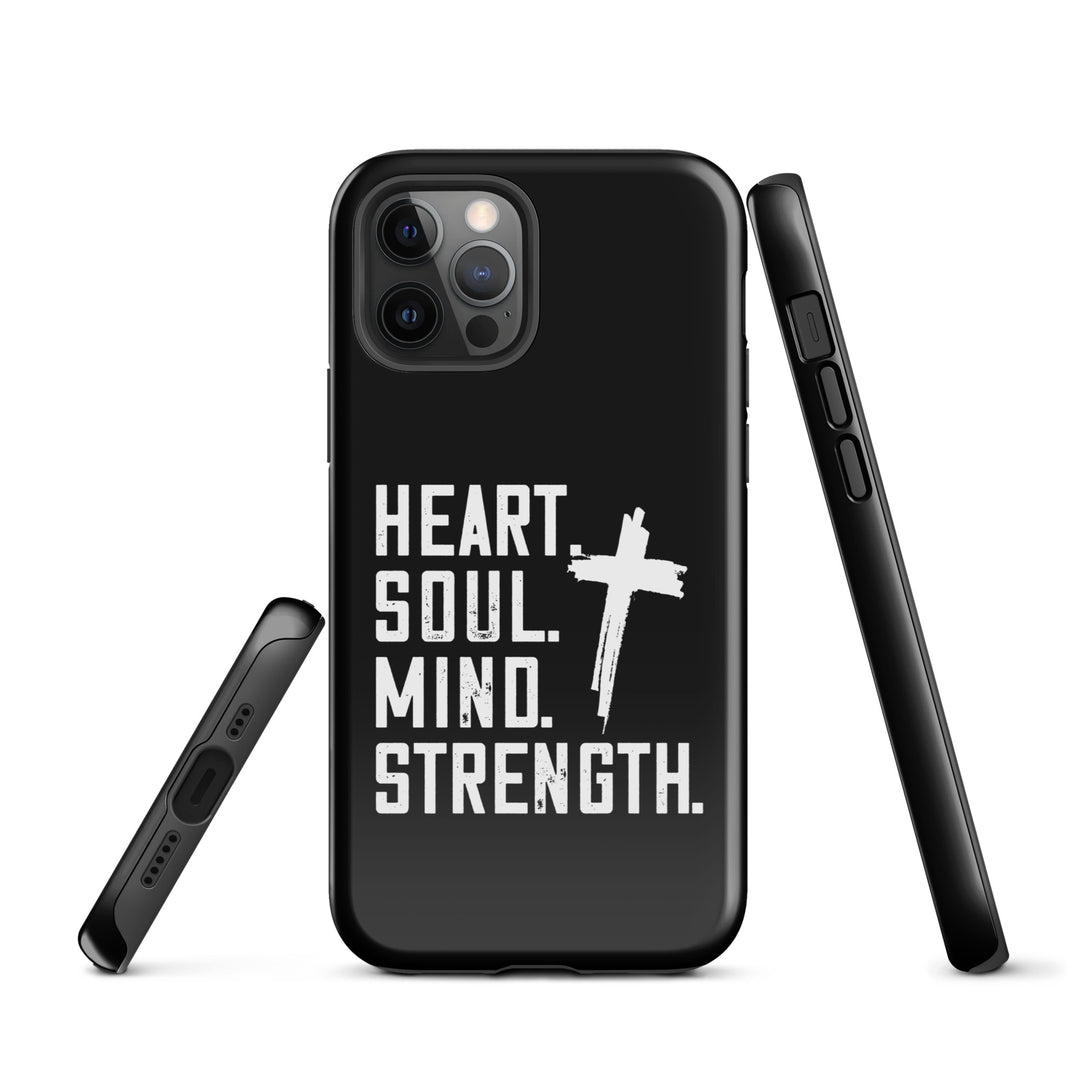 Christian Phone Case Heart Soul Mind Strength Black for iPhone® iPhone® Phone Cases   