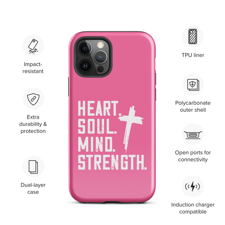 Christian Phone Case Heart Soul Mind Strength Pink for iPhone® iPhone® Phone Cases   