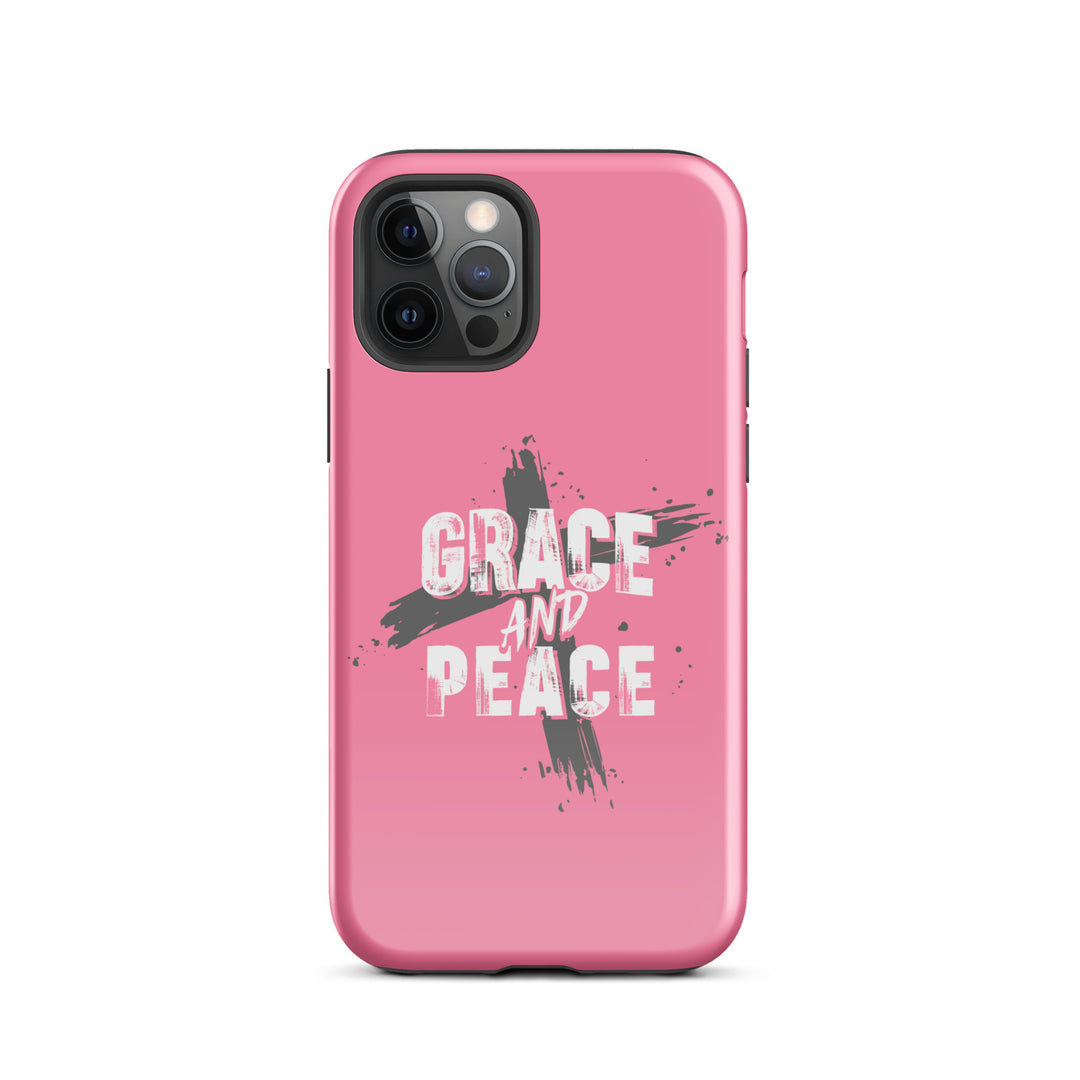 Christian Phone Case Grace and Peace Cross Pink for iPhone® iPhone® Phone Cases Glossy iPhone 12 Pro 