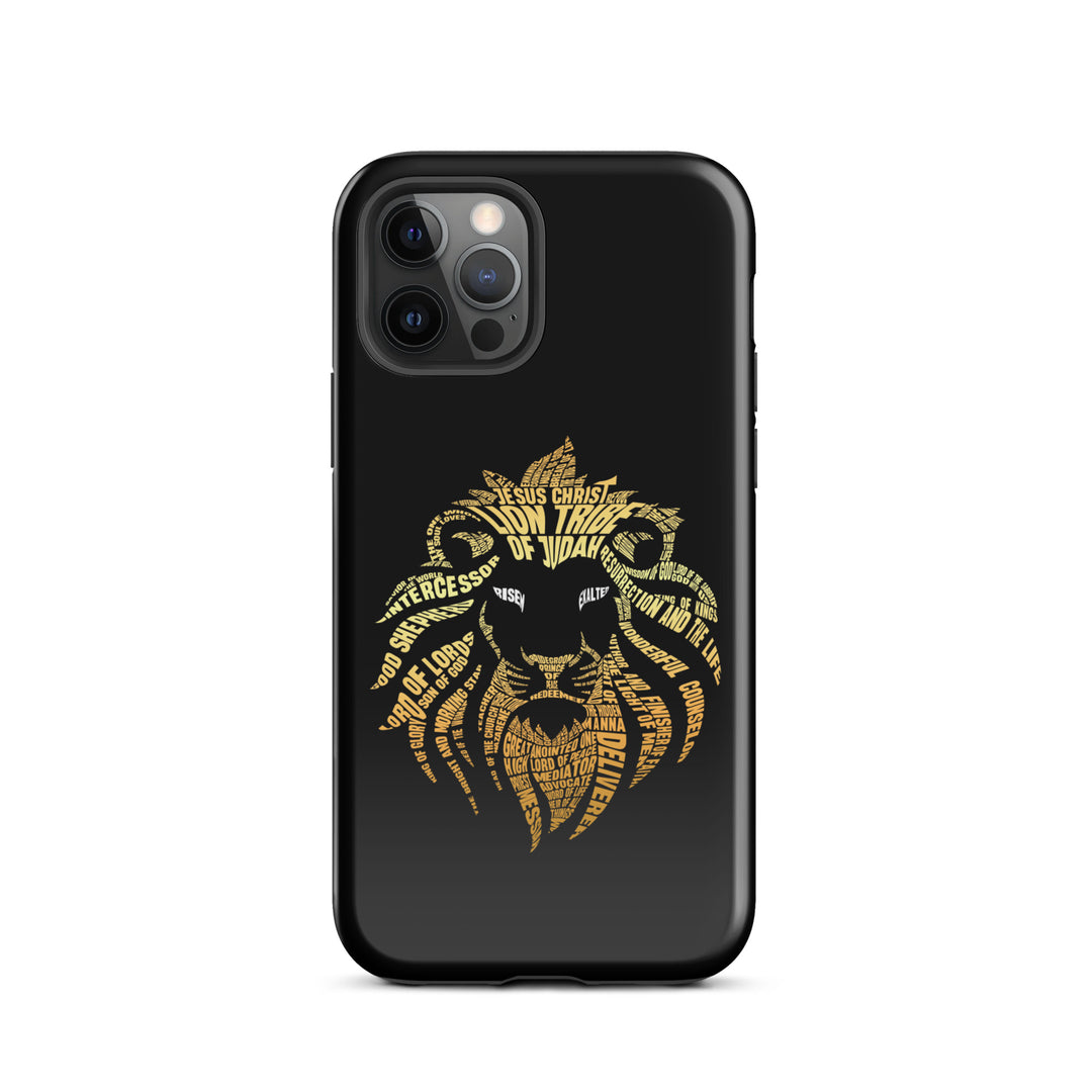 Christian Phone Case Lion Word Cloud Black for iPhone® iPhone® Phone Cases Glossy iPhone 12 Pro 