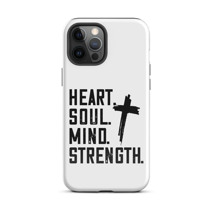 Christian Phone Case Heart Soul Mind Strength White for iPhone® iPhone® Phone Cases Glossy iPhone 12 Pro Max 