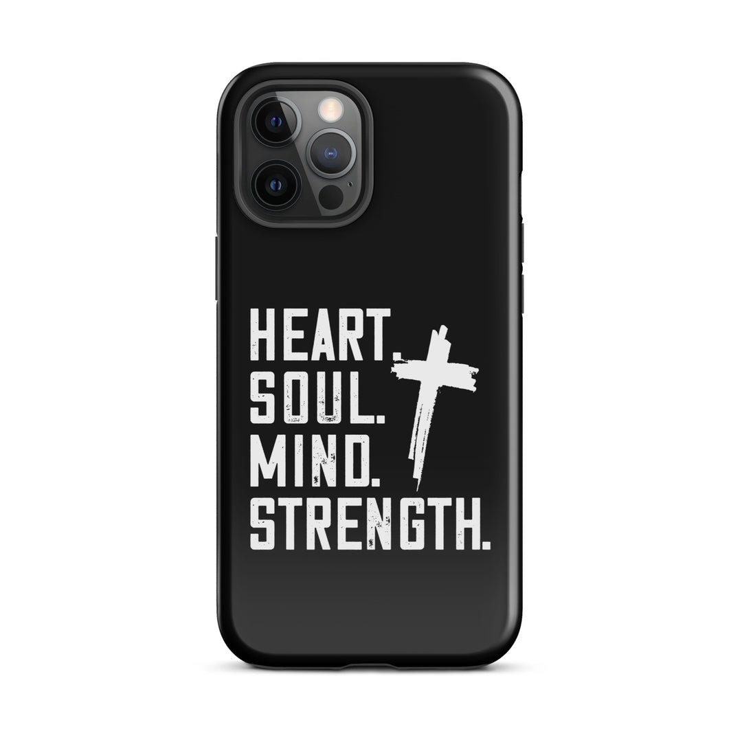 Christian Phone Case Heart Soul Mind Strength Black for iPhone® iPhone® Phone Cases Glossy iPhone 12 Pro Max 