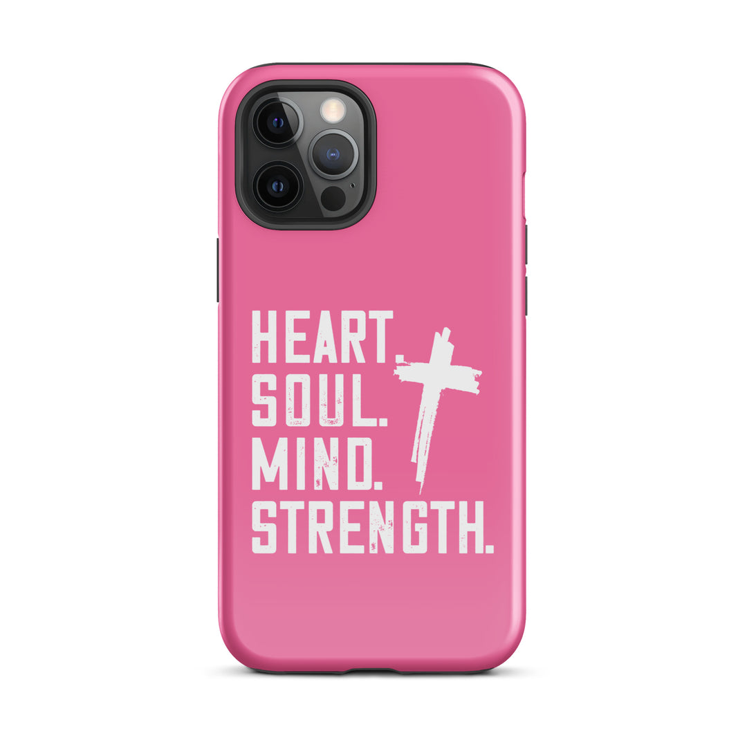 Christian Phone Case Heart Soul Mind Strength Pink for iPhone® iPhone® Phone Cases Glossy iPhone 12 Pro Max 