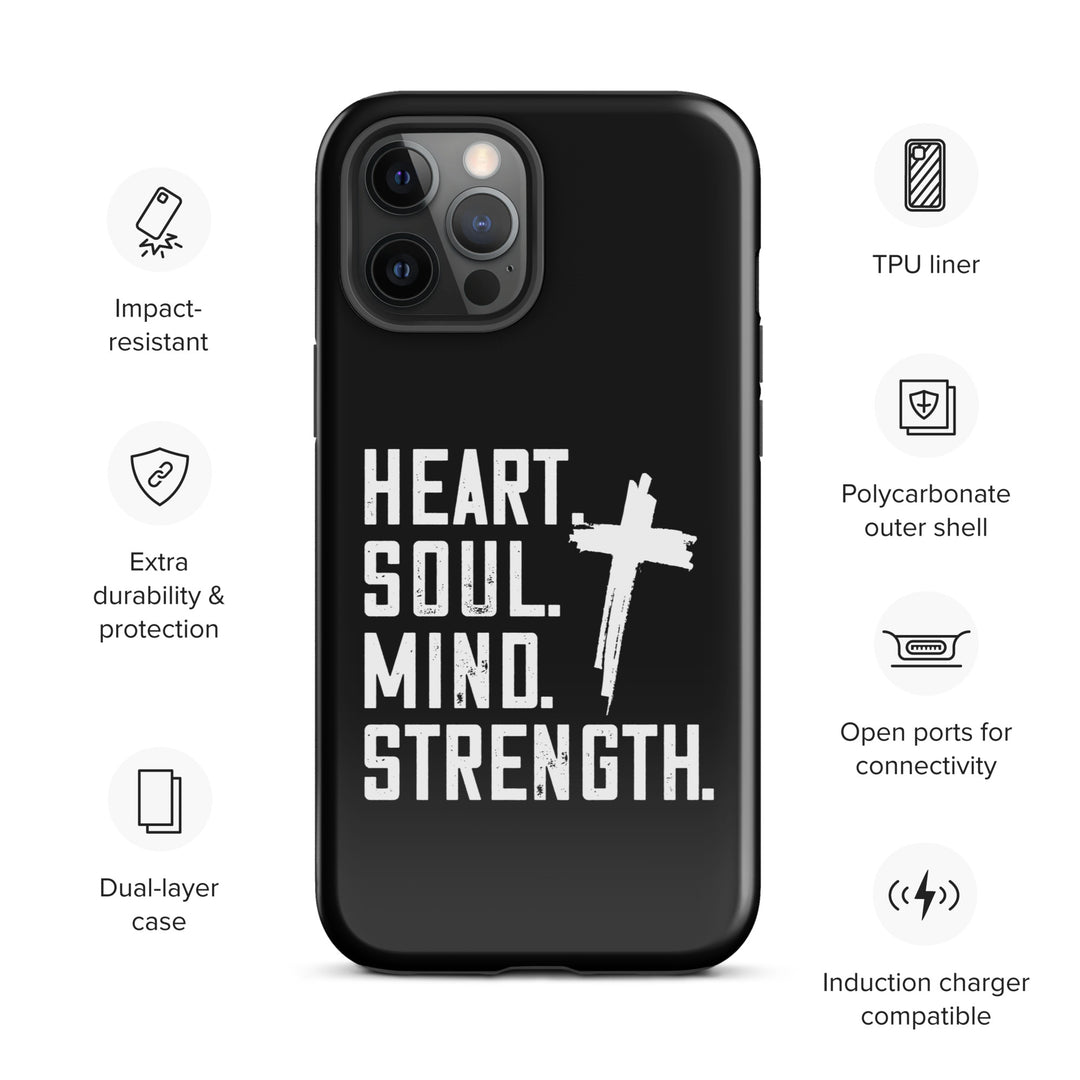 Christian Phone Case Heart Soul Mind Strength Black for iPhone® iPhone® Phone Cases   