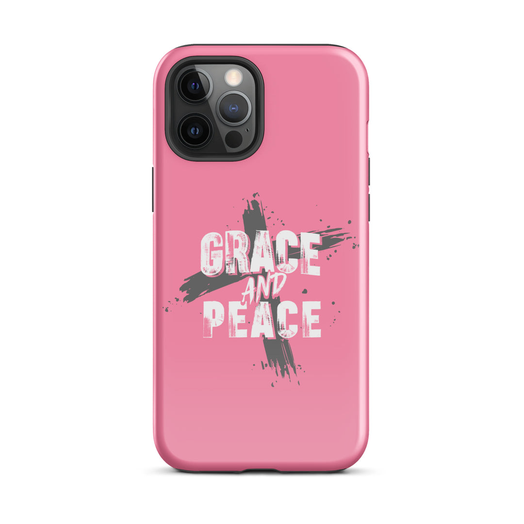 Christian Phone Case Grace and Peace Cross Pink for iPhone® iPhone® Phone Cases Glossy iPhone 12 Pro Max 