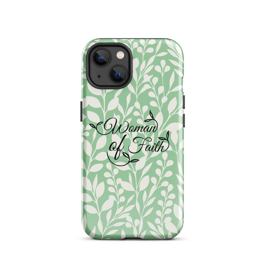 Christian Phone Case Woman of Faith Green for iPhone® iPhone® Phone Cases Glossy iPhone 13 