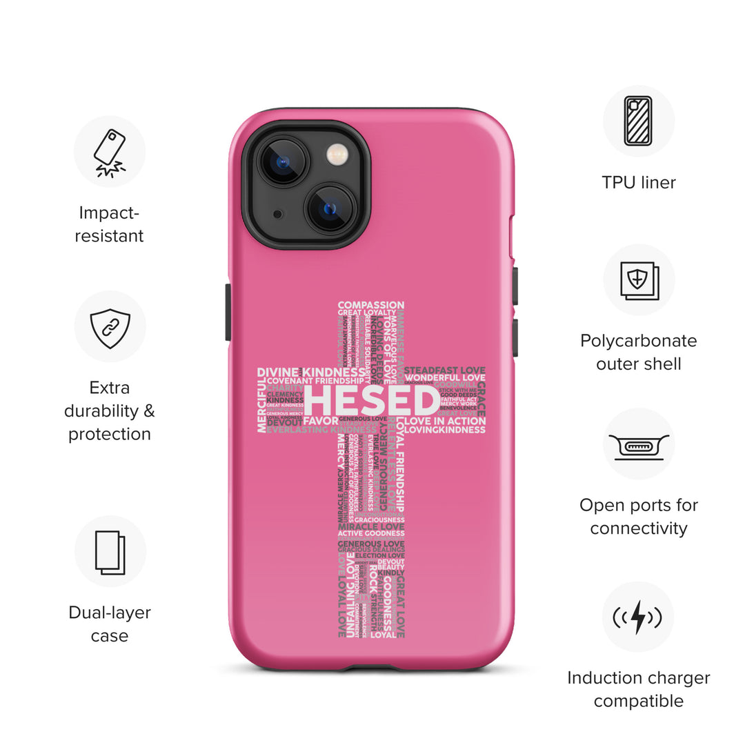 Christian Phone Case Hesed Cross Pink for iPhone® iPhone® Phone Cases   