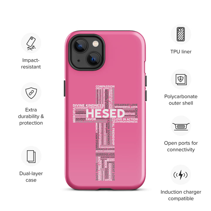 Christian Phone Case Hesed Cross Pink for iPhone® iPhone® Phone Cases   