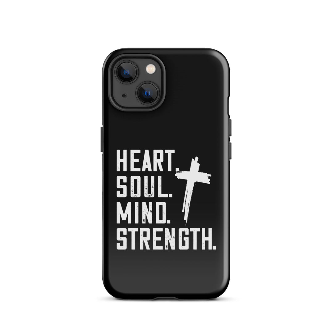 Christian Phone Case Heart Soul Mind Strength Black for iPhone® iPhone® Phone Cases Glossy iPhone 13 