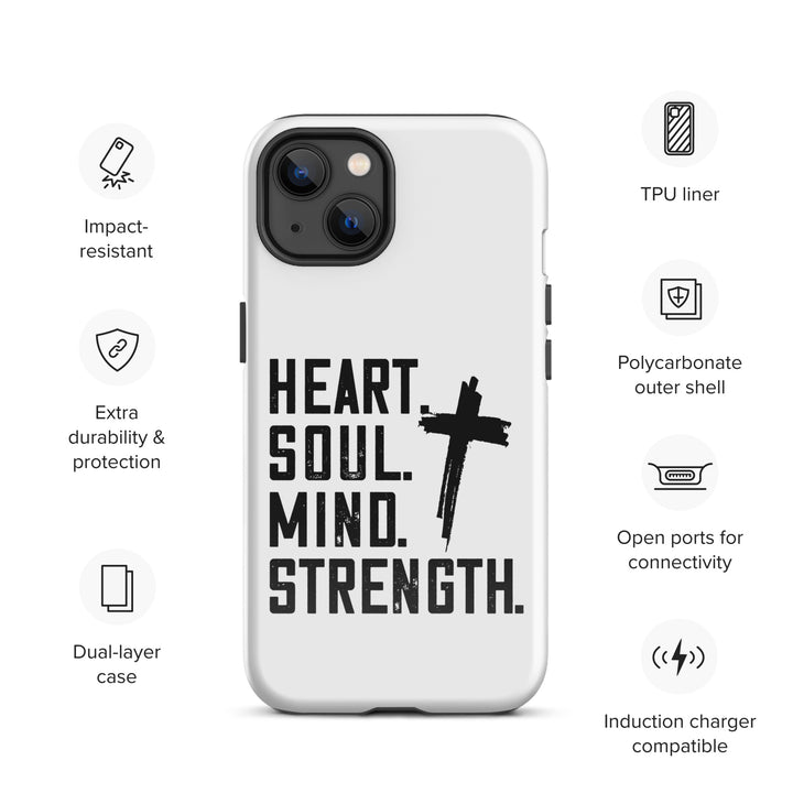 Christian Phone Case Heart Soul Mind Strength White for iPhone® iPhone® Phone Cases   