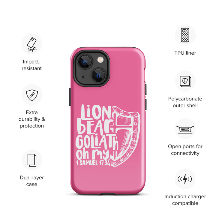 Christian Phone Case Lion Bear Goliath Oh My Pink for iPhone® iPhone® Phone Cases   