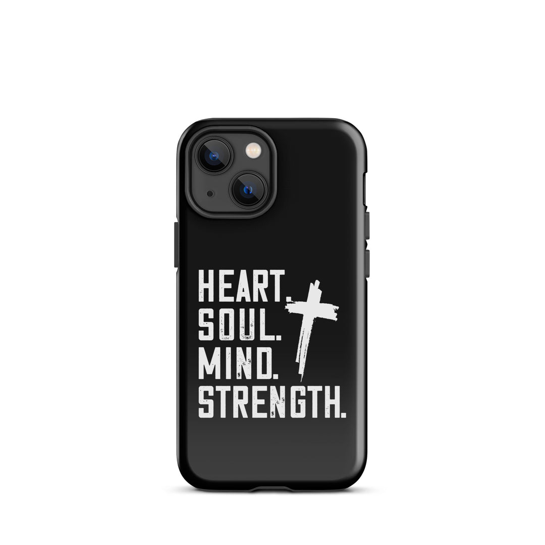 Christian Phone Case Heart Soul Mind Strength Black for iPhone® iPhone® Phone Cases Glossy iPhone 13 mini 