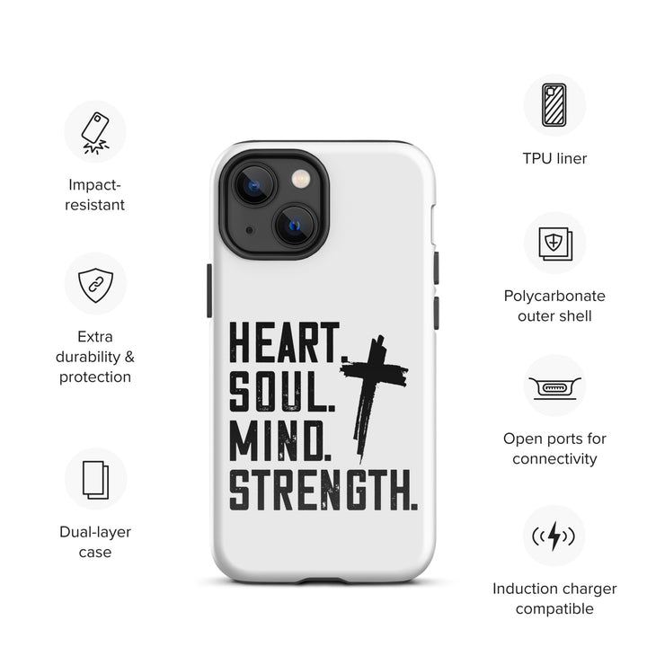 Christian Phone Case Heart Soul Mind Strength White for iPhone® iPhone® Phone Cases   