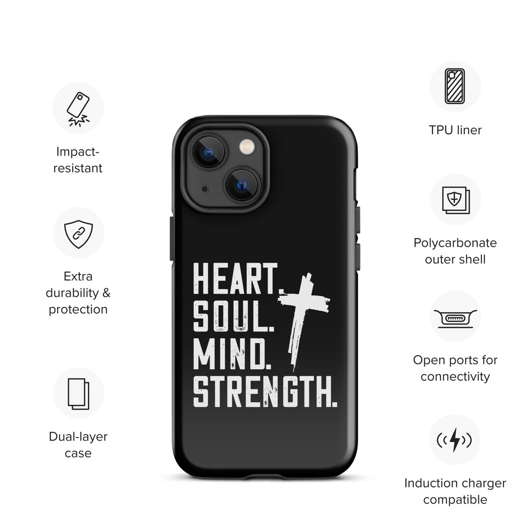 Christian Phone Case Heart Soul Mind Strength Black for iPhone® iPhone® Phone Cases   