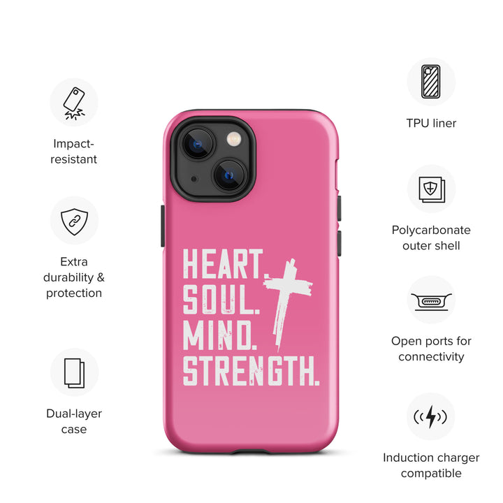 Christian Phone Case Heart Soul Mind Strength Pink for iPhone® iPhone® Phone Cases   