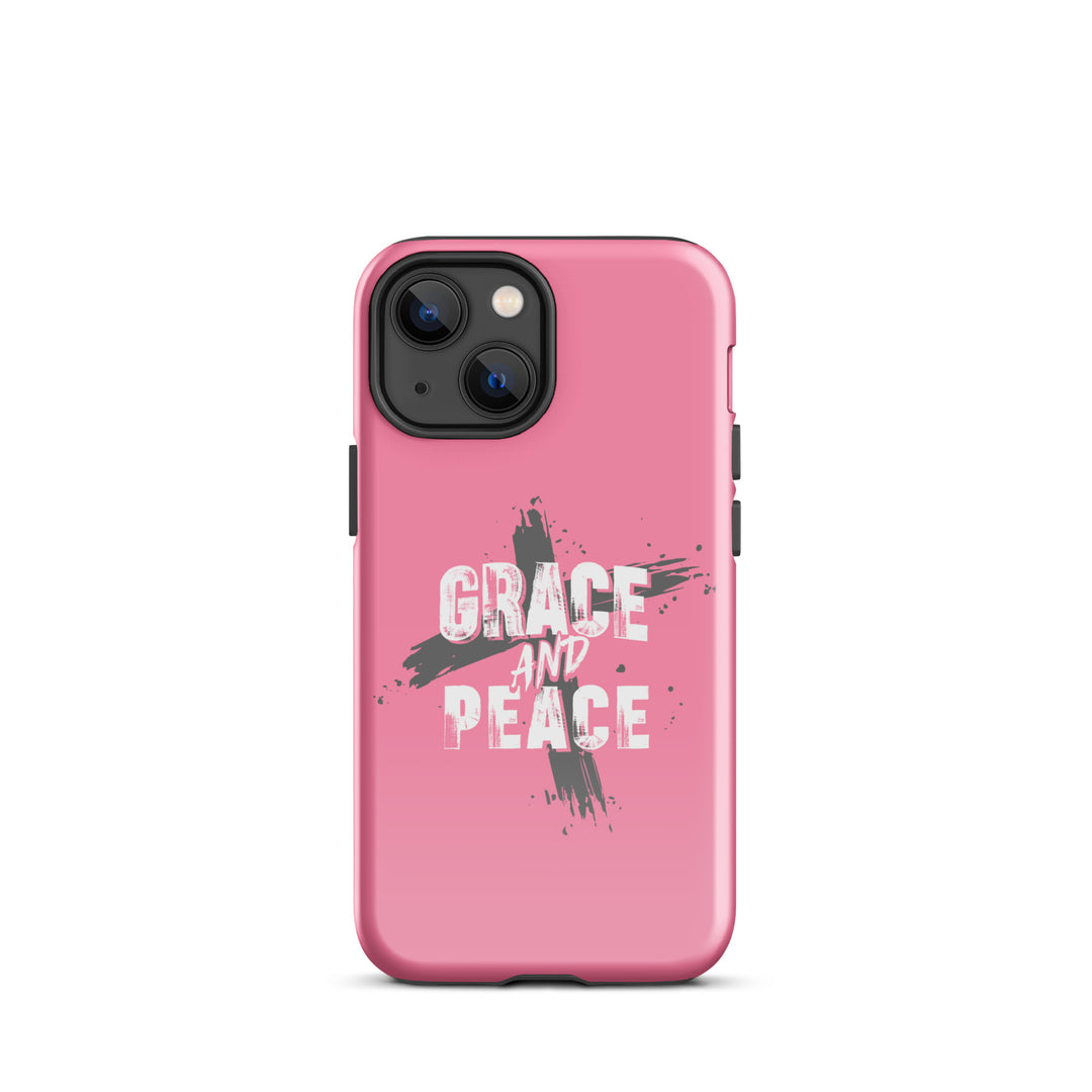 Christian Phone Case Grace and Peace Cross Pink for iPhone® iPhone® Phone Cases Glossy iPhone 13 mini 