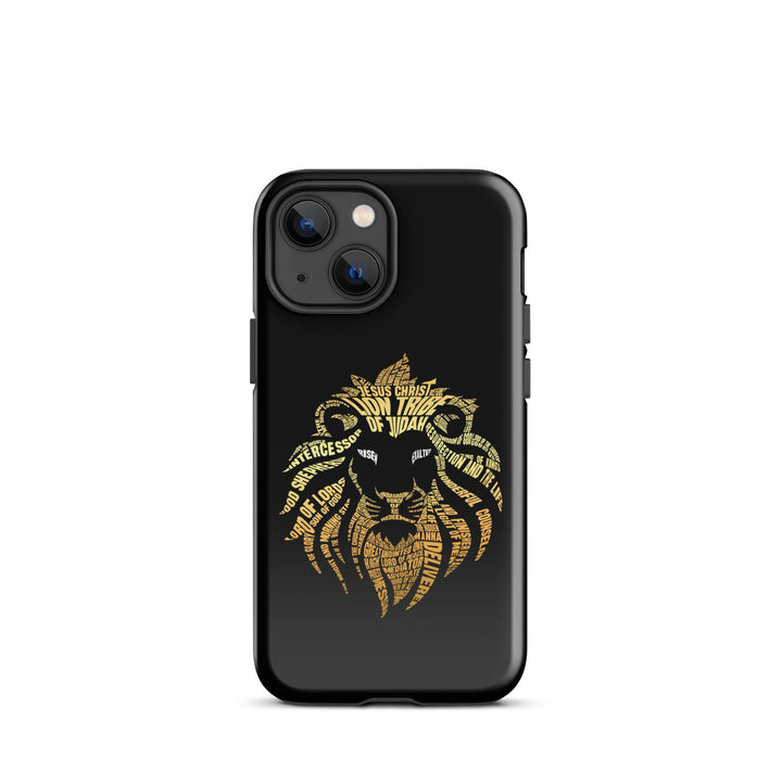 Christian Phone Case Lion Word Cloud Black for iPhone® iPhone® Phone Cases Glossy iPhone 13 mini 