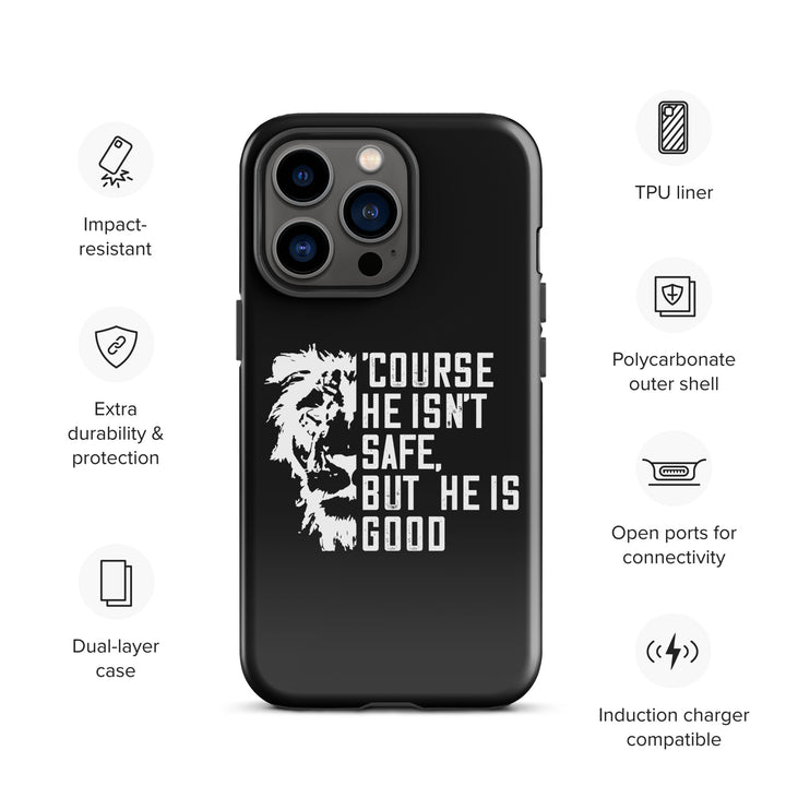 Christian Phone Case for iPhone® 'Course He Isn't Safe Black iPhone® Phone Cases   