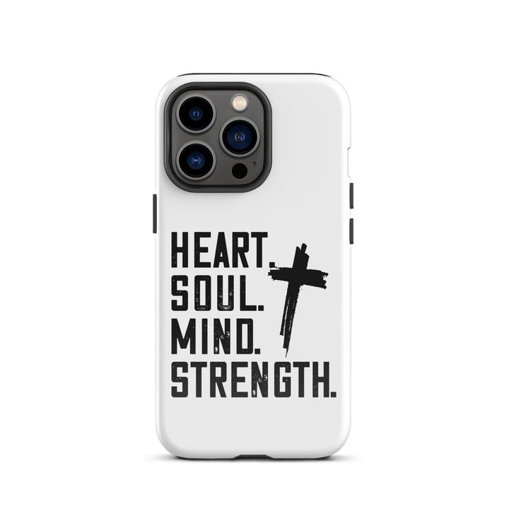 Christian Phone Case Heart Soul Mind Strength White for iPhone® iPhone® Phone Cases Glossy iPhone 13 Pro 