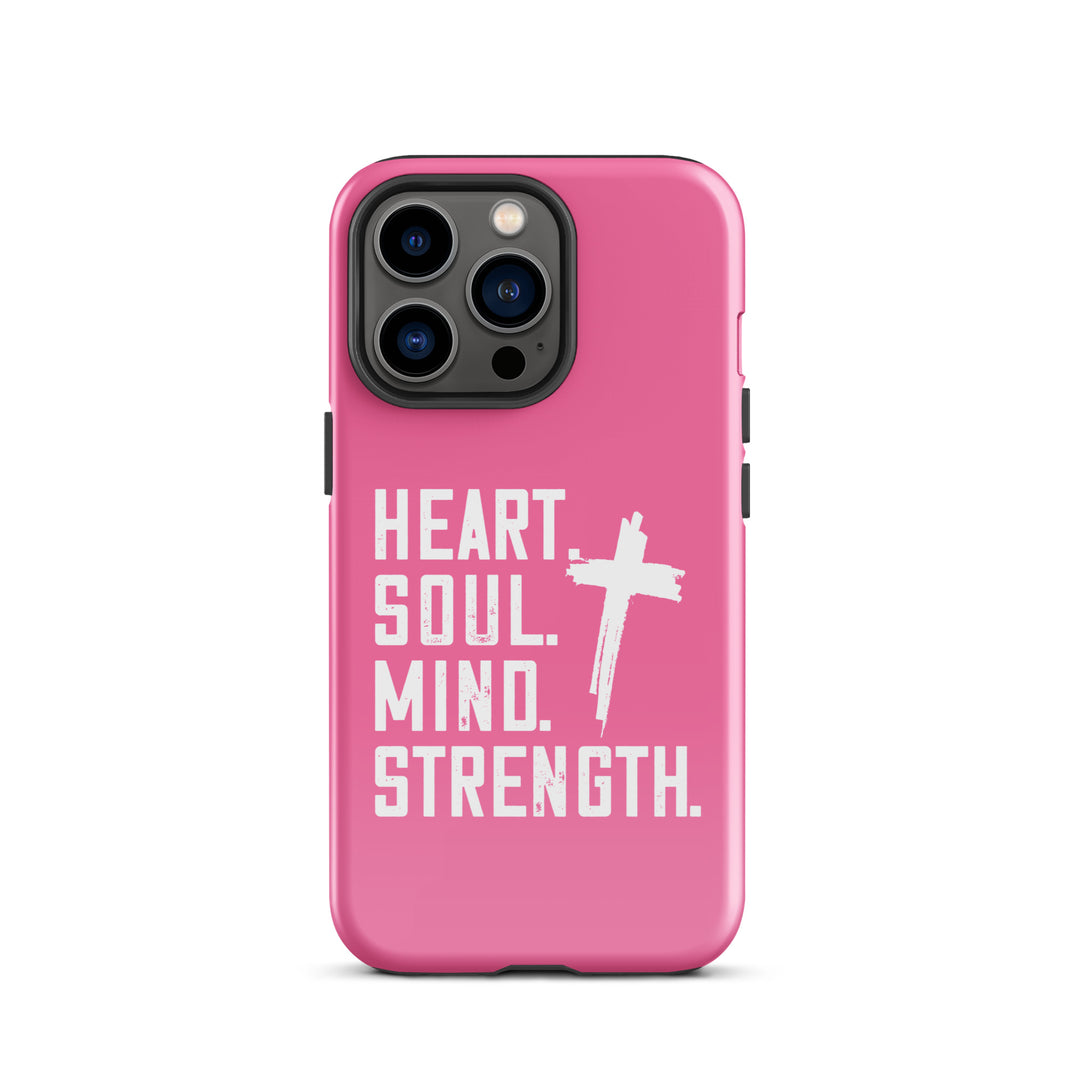 Christian Phone Case Heart Soul Mind Strength Pink for iPhone® iPhone® Phone Cases Glossy iPhone 13 Pro 