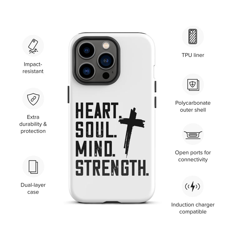 Christian Phone Case Heart Soul Mind Strength White for iPhone® iPhone® Phone Cases   