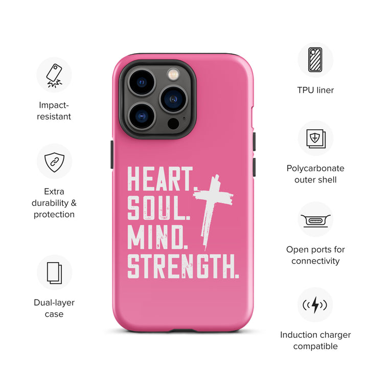 Christian Phone Case Heart Soul Mind Strength Pink for iPhone® iPhone® Phone Cases   